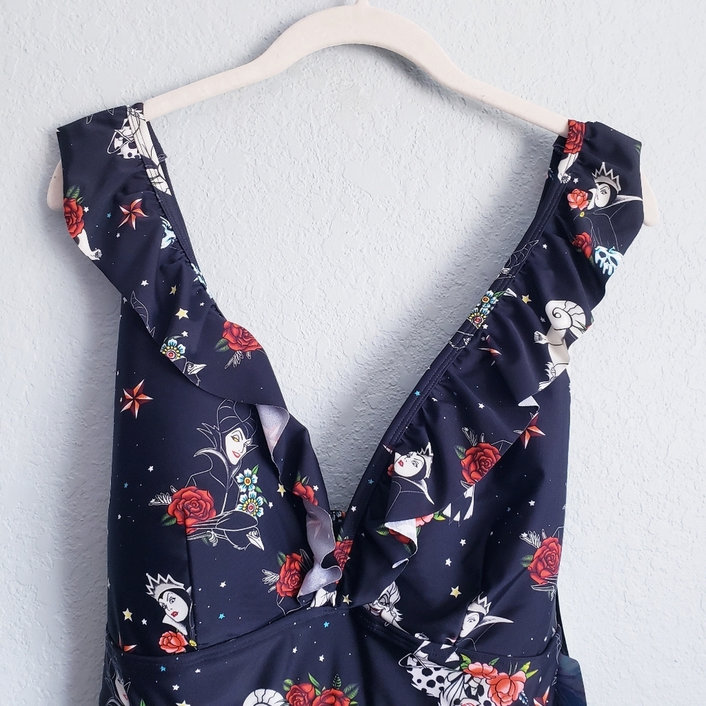 Torrid X Disney Villian Black Ruffle One Piece Swimsuit - Picture 5 of 9